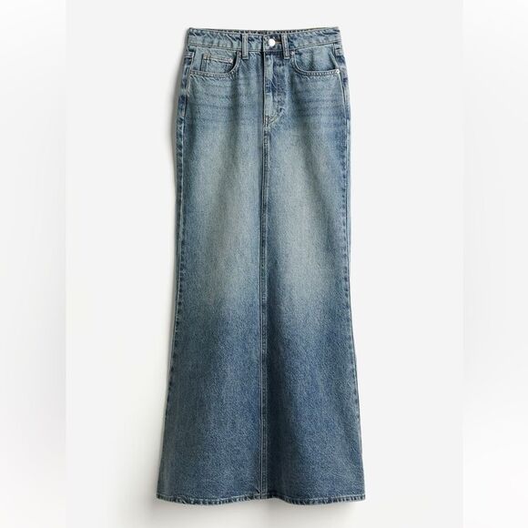 H&M DENIM MERMAID MAXI SKIRT size 2 NWT - Picture 1 of 8